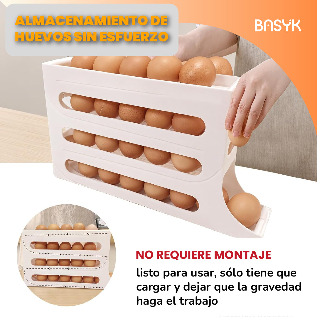 Organizador Automático de Huevos – Ahorra Espacio, Mantén el Orden y Evita Desperdicios en tu Cocina
